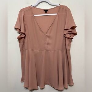 Torrid Georgette Flutter Sleeve Baby Doll Blouse Size 1X